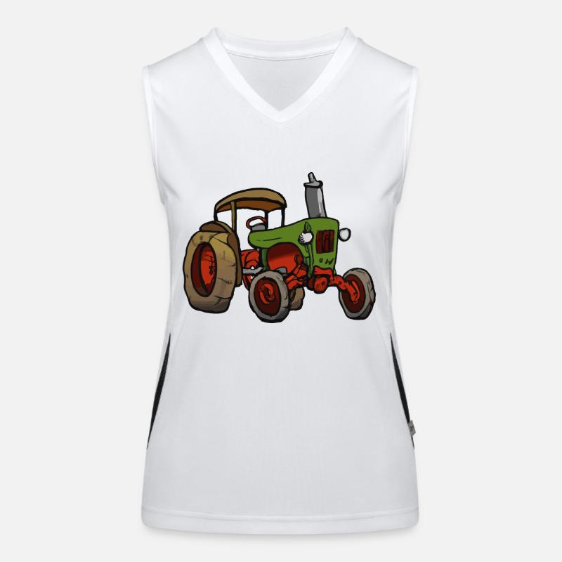 Alter Traktor Oldtimer Cartoon Geschenkidee Funktionelles Kontrast-Tank Top für Frauen