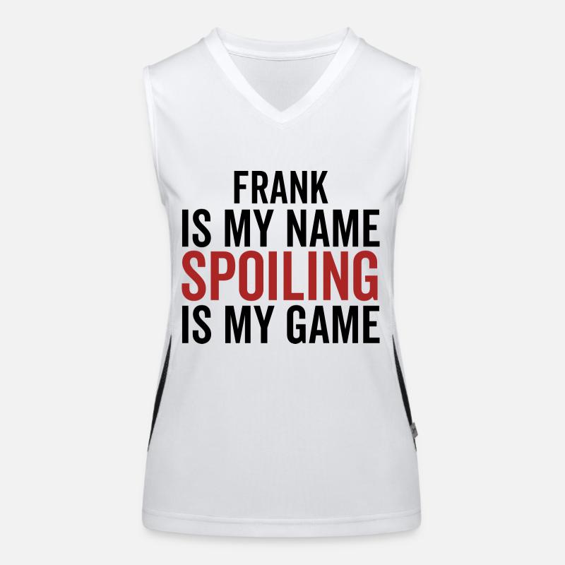 Frank est mon nom Spoiler est mon jeu Débardeur respirant contrasté Femme
