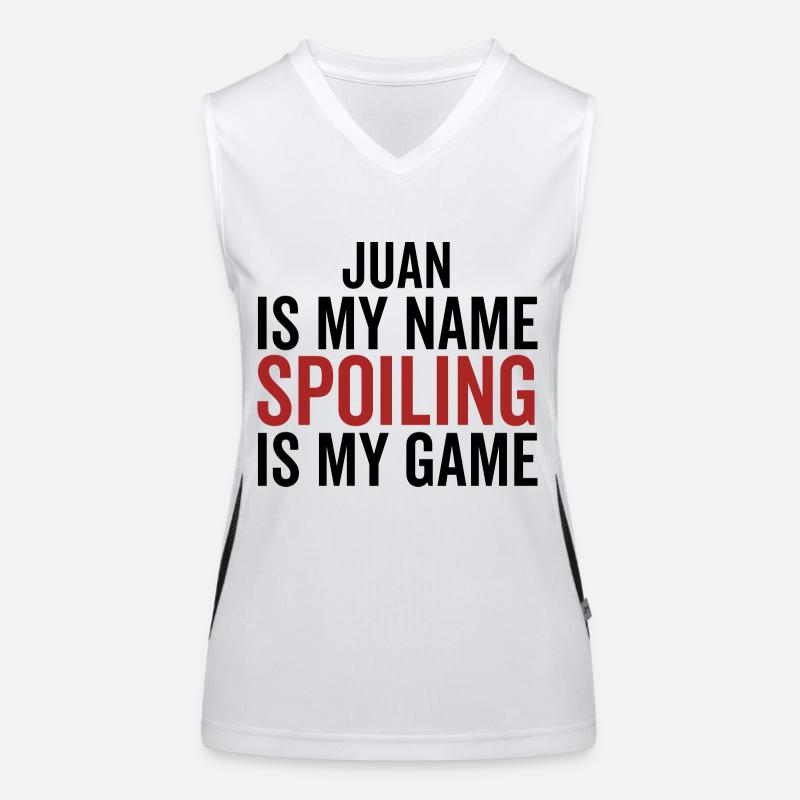 Juan est mon nom Spoiling est mon jeu Débardeur respirant contrasté Femme