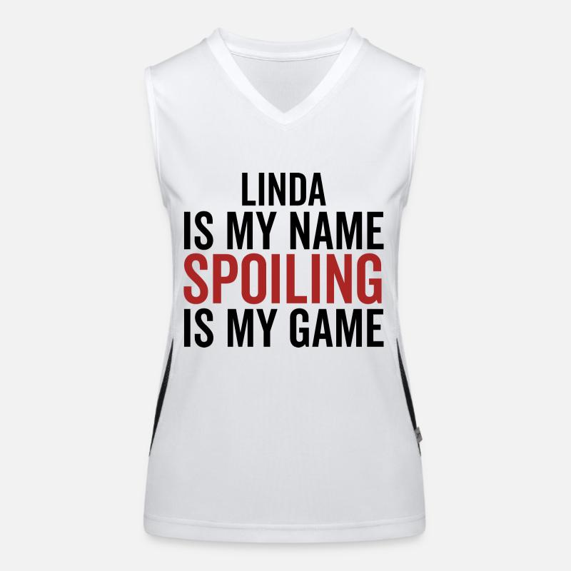 Linda est mon nom Spoiling est mon jeu Débardeur respirant contrasté Femme