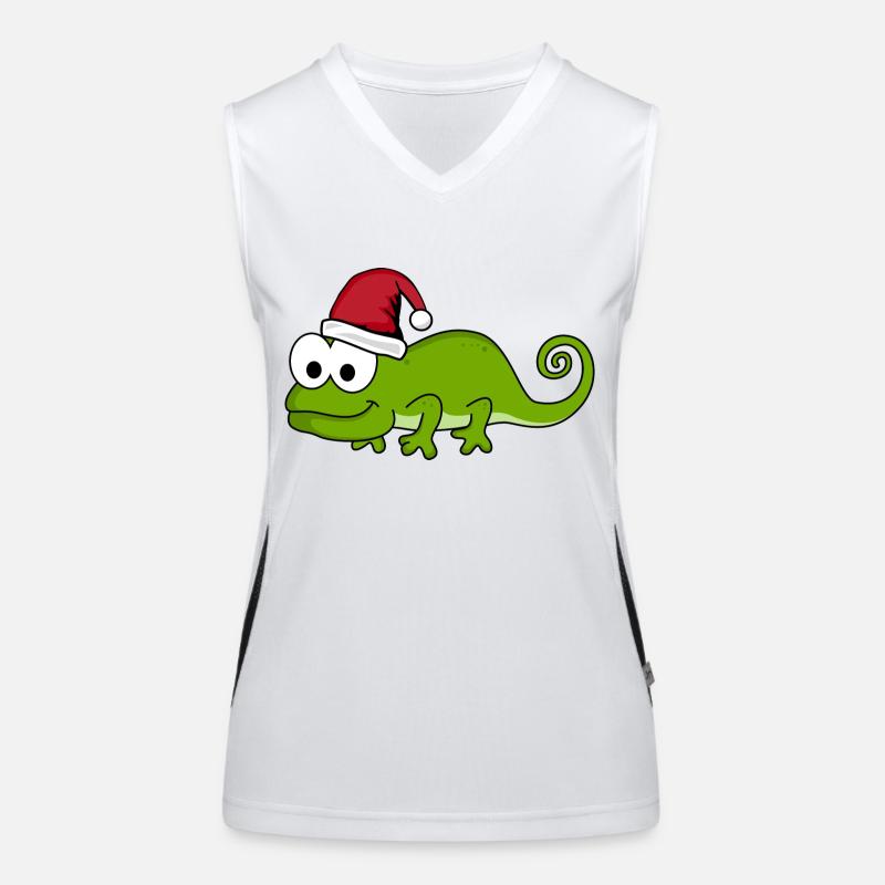 Chamäleon Comic Weihnachten Funktionelles Kontrast-Tank Top für Frauen