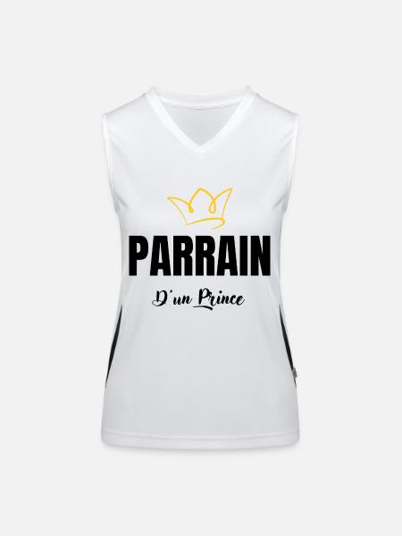 parrain d'un prince - Débardeur respirant contrasté Femme - blanc/noir - Devant