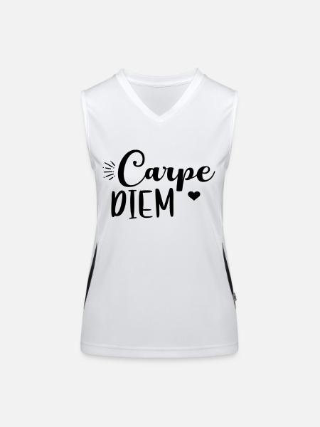 Carpe Diem - Débardeur respirant contrasté Femme - blanc/noir - Devant