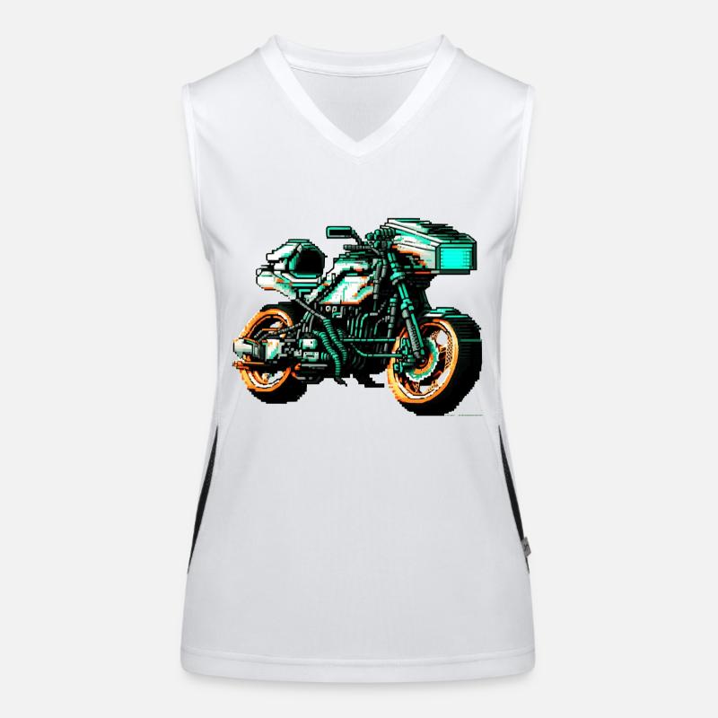 Racing machine motorcycle in great 8 bit graphics Women's Functional Contrast Tank Top