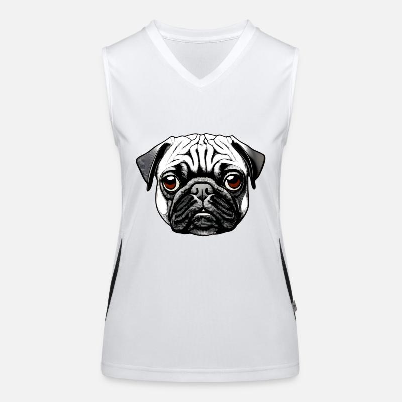 Pug Design Motif d’impression graphique Débardeur respirant contrasté Femme