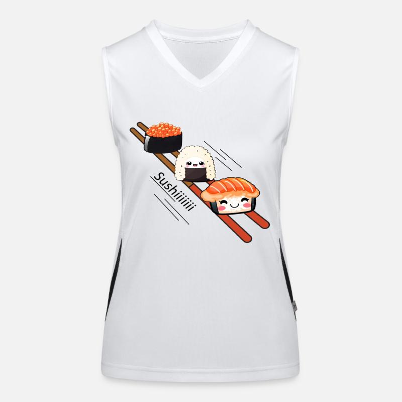 Sushi sliding on Chopstick Women's Functional Contrast Tank Top