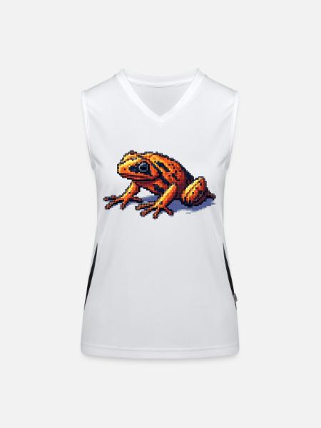 Pfeilgiftfrosch in retro 8 Bit Pixel Grafik - Funktionelles Kontrast-Tank Top für Frauen - Weiß/Schwarz - Vorne
