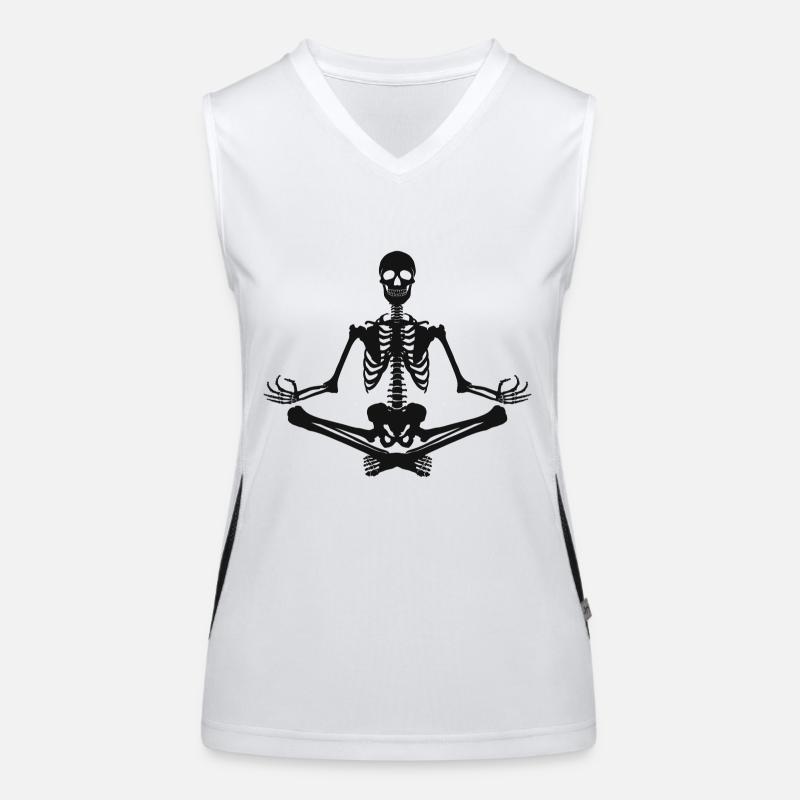 7 Sukhasana oder Vergnügen | Schwarzes Skelett Funktionelles Kontrast-Tank Top für Frauen