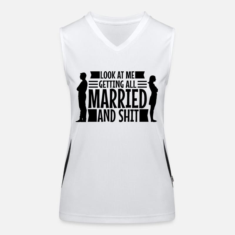 Look at me getting all married and shit Funktionelles Kontrast-Tank Top für Frauen