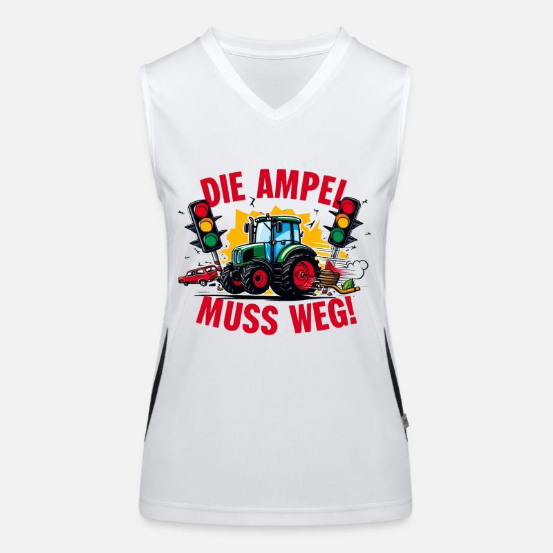 Traktor rammt Ampel Die Ampel muss weg! Funktionelles Kontrast-Tank Top für Frauen
