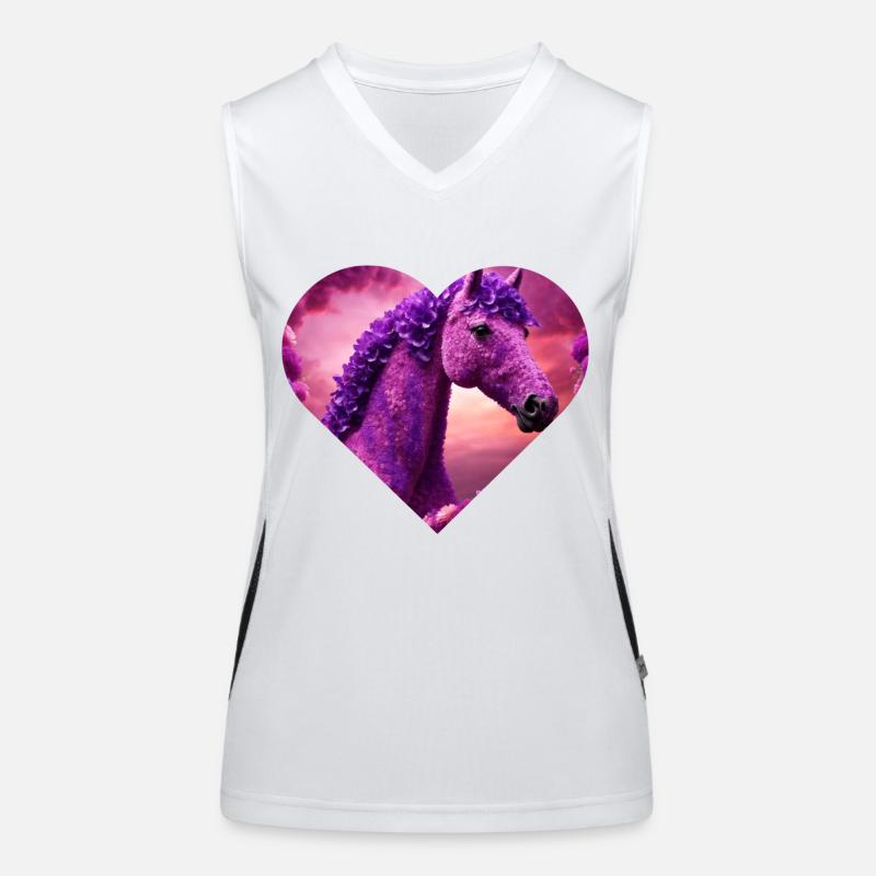 cheval garni de fleurs purples Débardeur respirant contrasté Femme