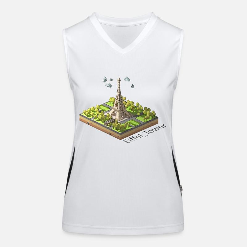Geometrischer Low-Poly-Eiffelturm Funktionelles Kontrast-Tank Top für Frauen
