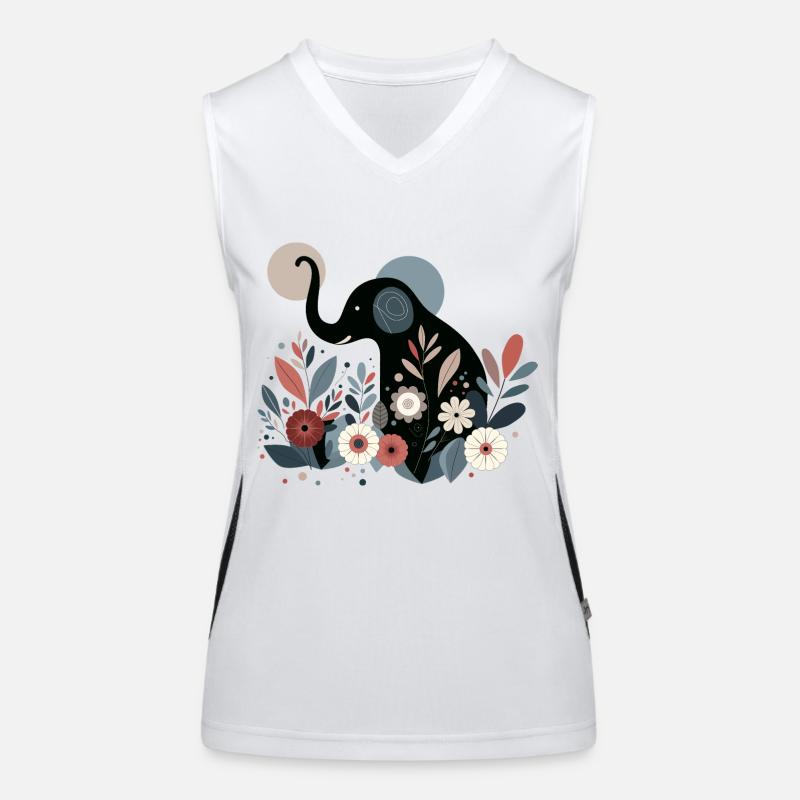 Éléphant floral Débardeur respirant contrasté Femme