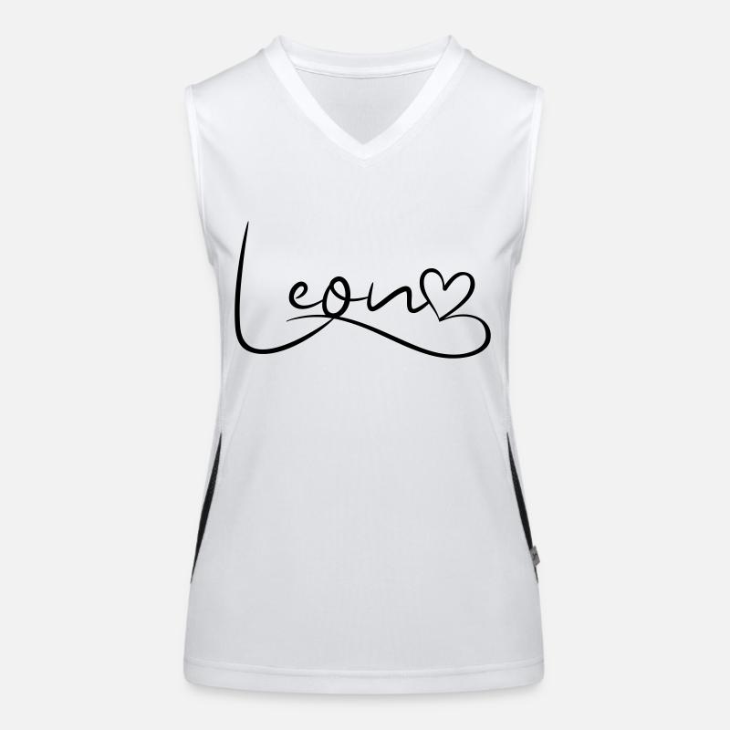 Leon Name Vorname Herzdekor Funktionelles Kontrast-Tank Top für Frauen