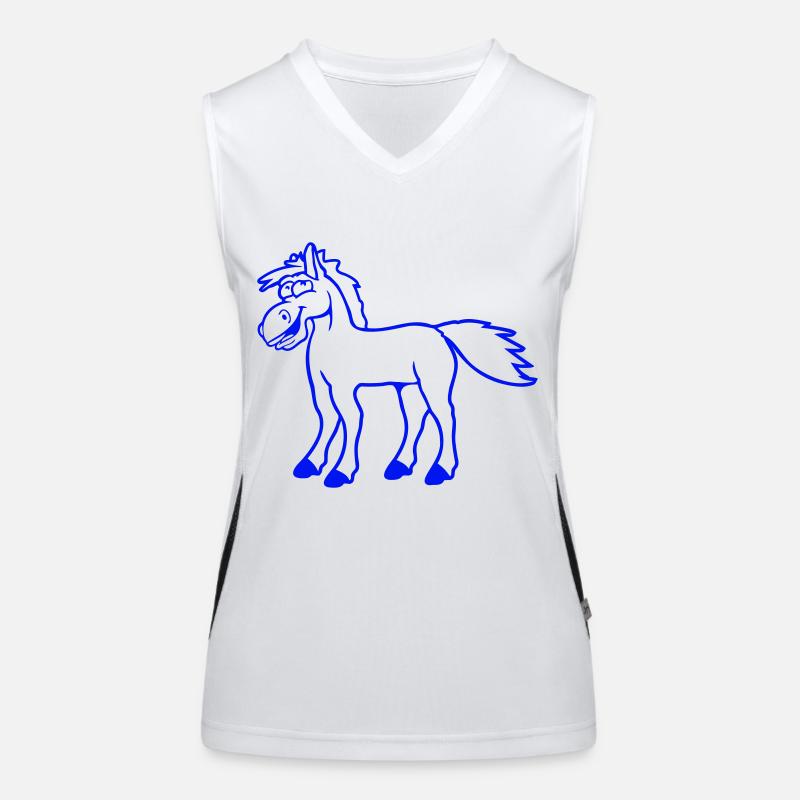 cheval rire drôle grimace idiot comique Débardeur respirant contrasté Femme