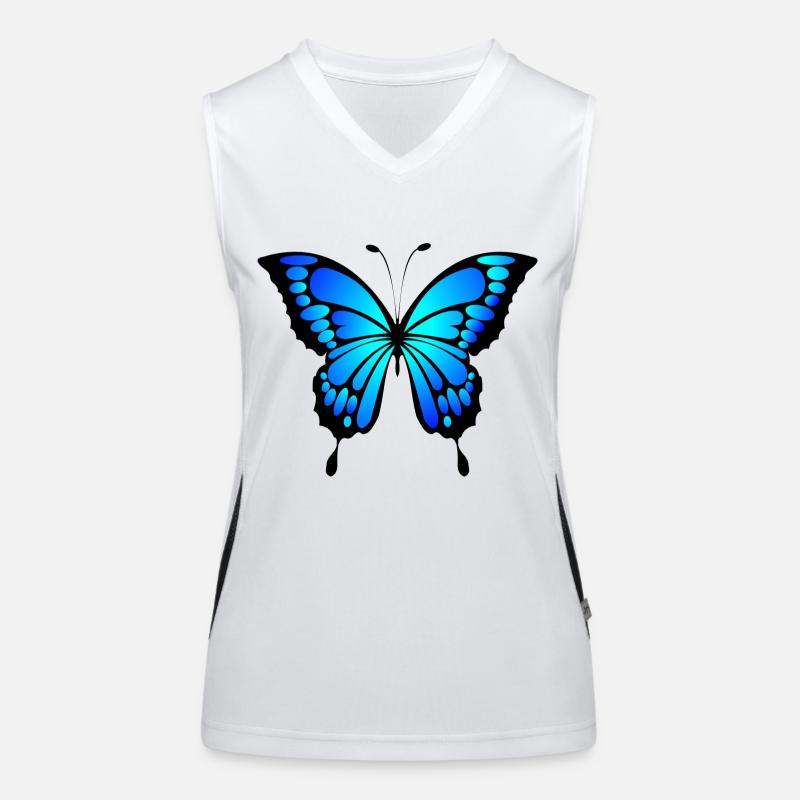 butterfly blue - Women's Functional Contrast Tank Top - white/black