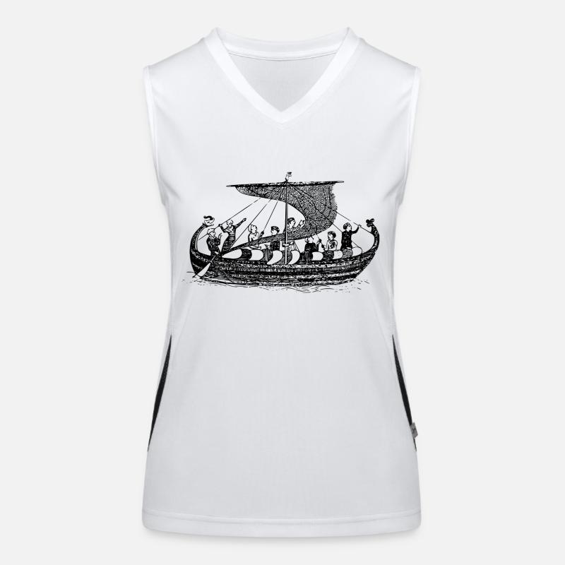 vikings Wickinger guerrier vikingboat boot11 Débardeur respirant contrasté Femme