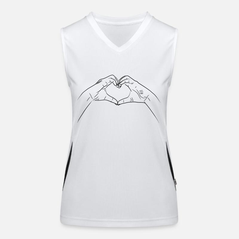 Hände formen Herz Geste Funktionelles Kontrast-Tank Top für Frauen
