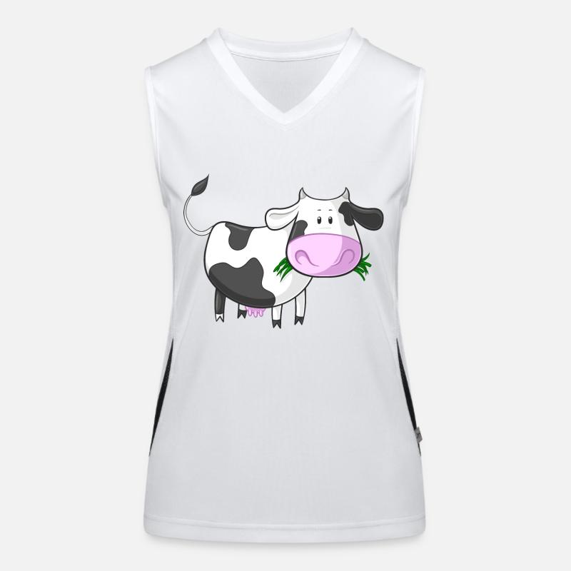 Naschende Comic Kuh Funktionelles Kontrast-Tank Top für Frauen