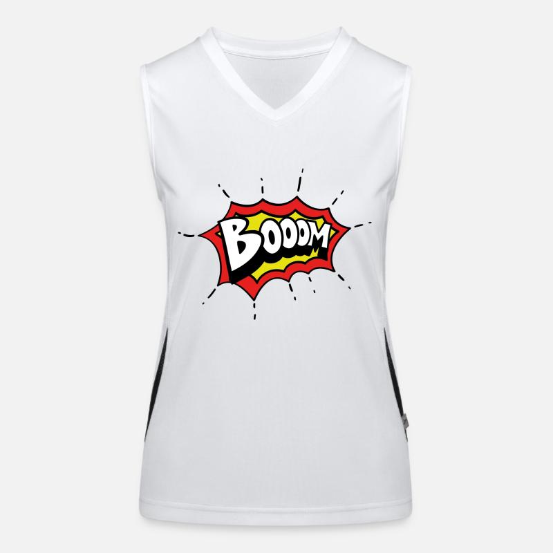 boom comic design - Women's Functional Contrast Tank Top - white/black