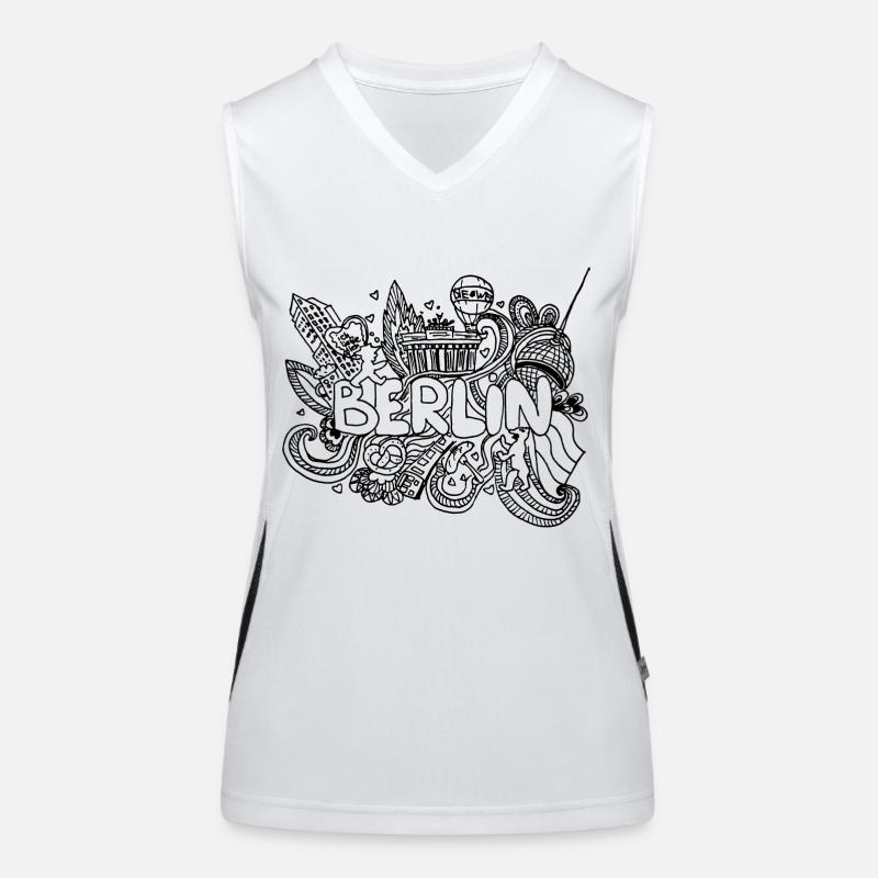 Berlin Berliner Skyline Graffiti Schrift Doodle Funktionelles Kontrast-Tank Top für Frauen