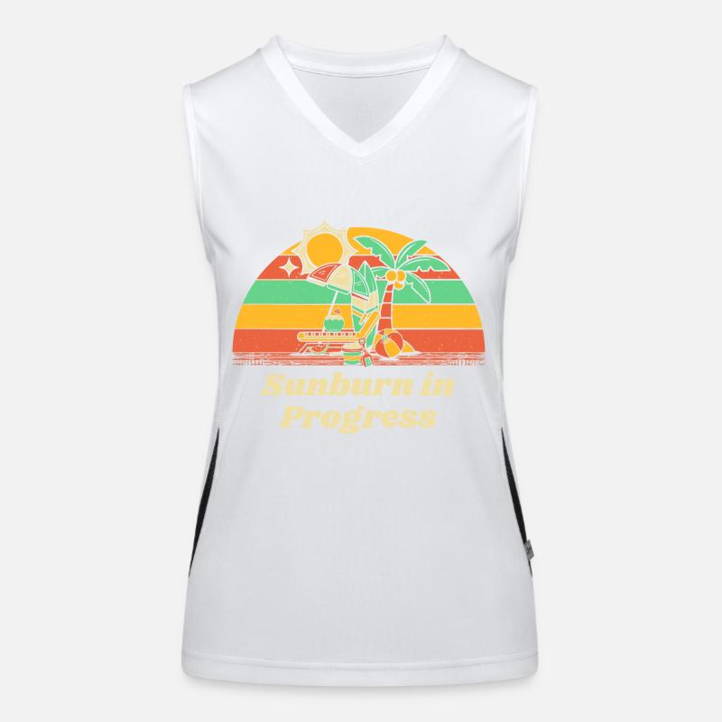 Sunburn in Progress Sunbathing Beach Tanning Women's Functional Contrast Tank Top