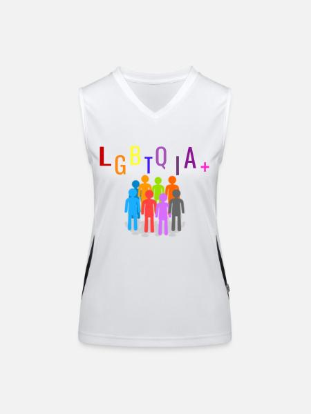 LGBTQIA+ - Débardeur respirant contrasté Femme - blanc/noir - Devant
