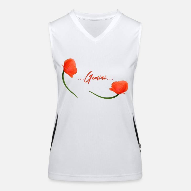 Zwillinge Mohn Klatschmohn Sternzeichen Zwillinge Funktionelles Kontrast-Tank Top für Frauen