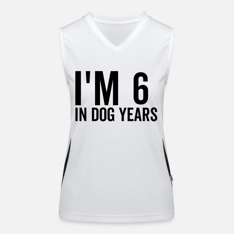Ich bin 6 in Hundejahren Funktionelles Kontrast-Tank Top für Frauen
