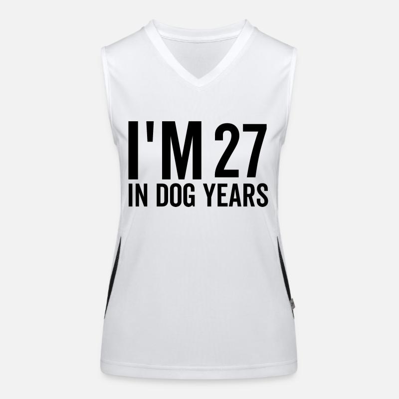 Ich bin 27 in Hundejahren Funktionelles Kontrast-Tank Top für Frauen