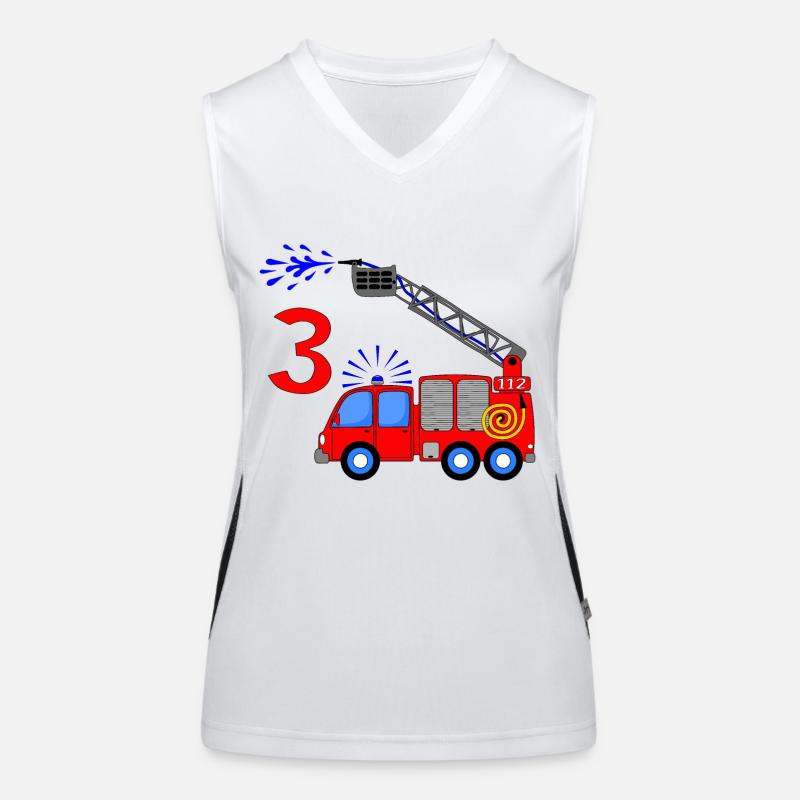Fire engine 3 birthday children Women's Functional Contrast Tank Top