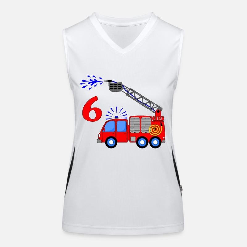 Fire engine 6 birthday children Women's Functional Contrast Tank Top