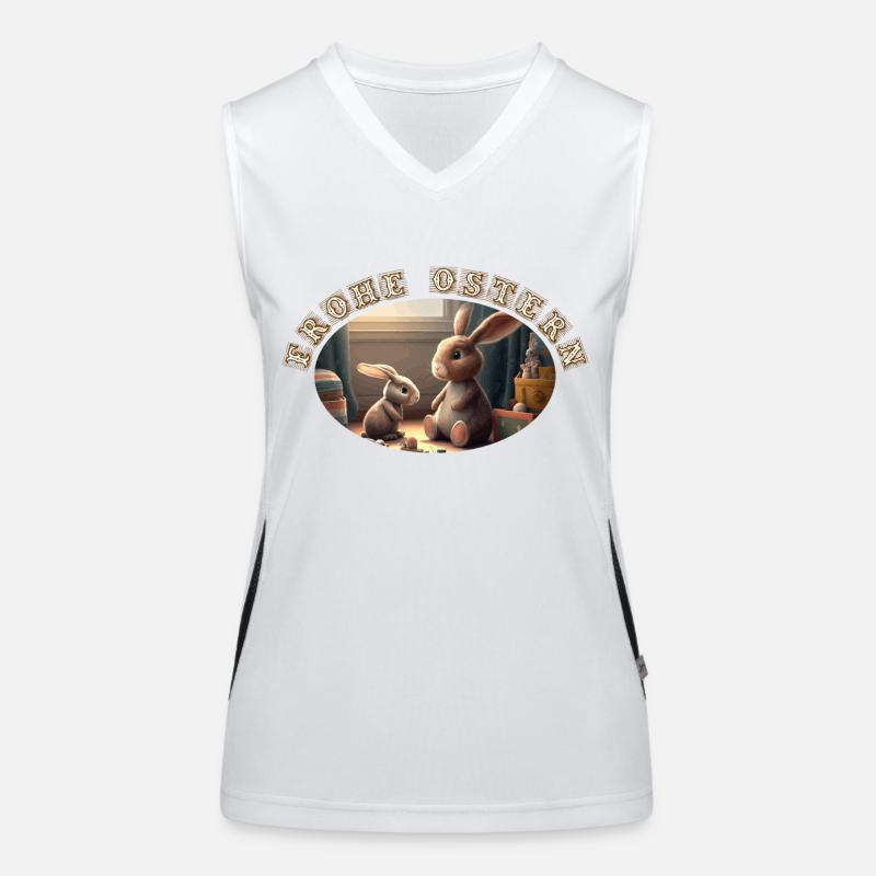 Two Bunnies Happy Easter Gift Women's Functional Contrast Tank Top