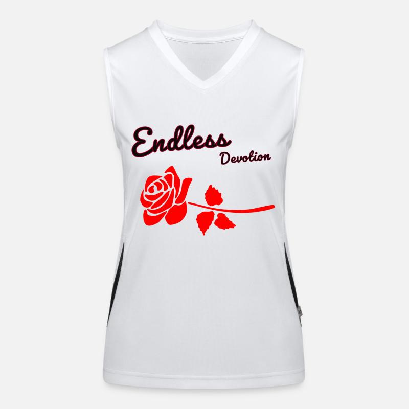 Endlose Hingabe mit Rose Rote Rose Funktionelles Kontrast-Tank Top für Frauen