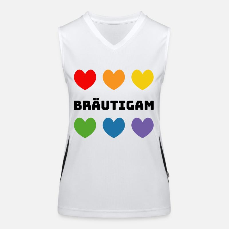 Regenbogenherzchen Braeutigam schwarz Funktionelles Kontrast-Tank Top für Frauen