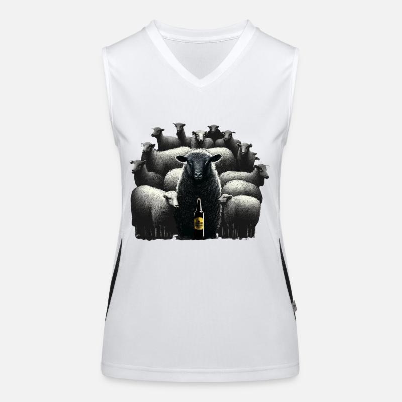 Cooles schwarzes Schaf mit Bier Funktionelles Kontrast-Tank Top für Frauen