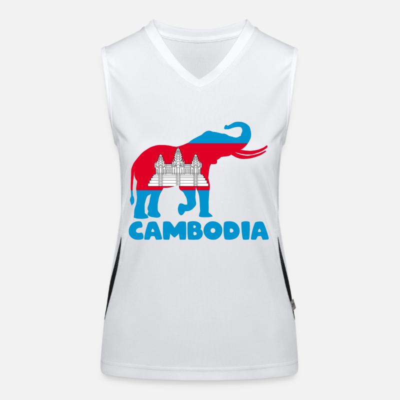 Cambodge Temple Khmer Elephant Flag I Cadeau Débardeur respirant contrasté Femme