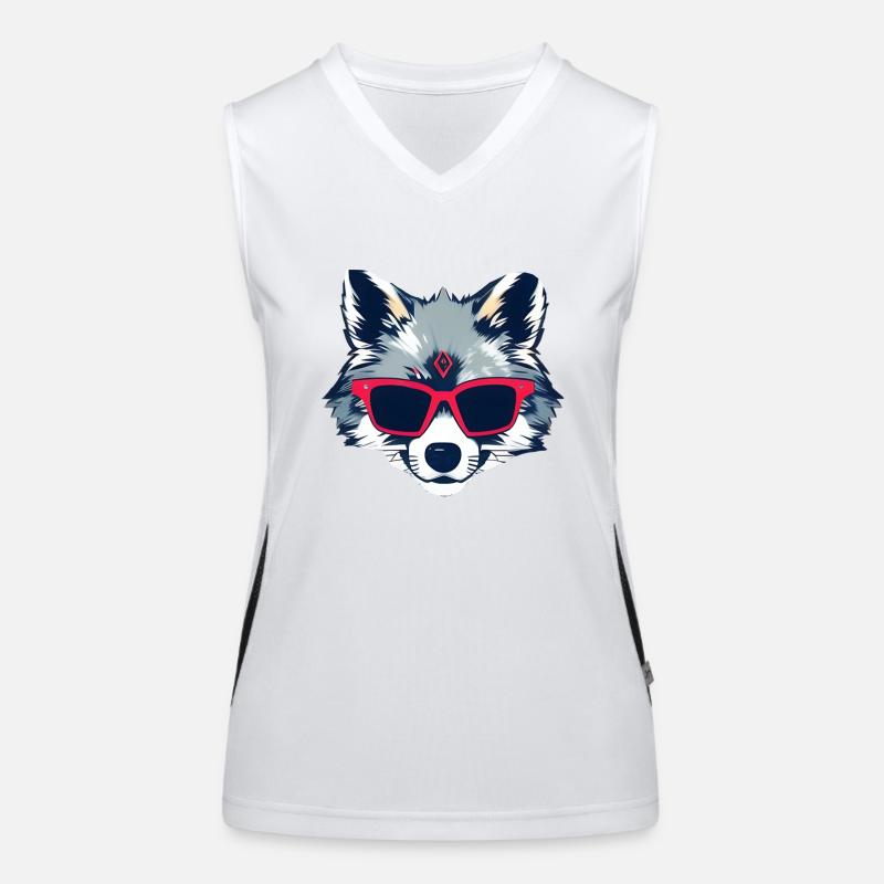 funny wolf Women's Functional Contrast Tank Top
