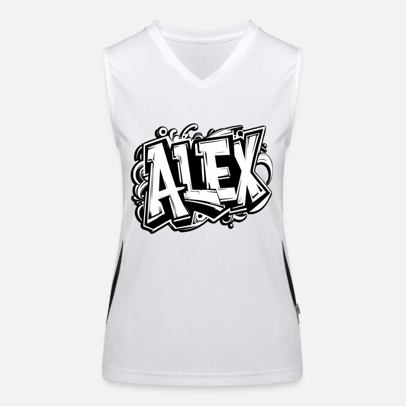 Alex Name Vorname Mädchen Junge Graffiti Funktionelles Kontrast-Tank Top für Frauen