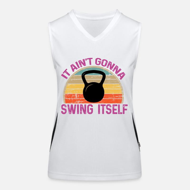 Es wird sich nicht selbst schwingen Lustige Kettlebell Funktionelles Kontrast-Tank Top für Frauen