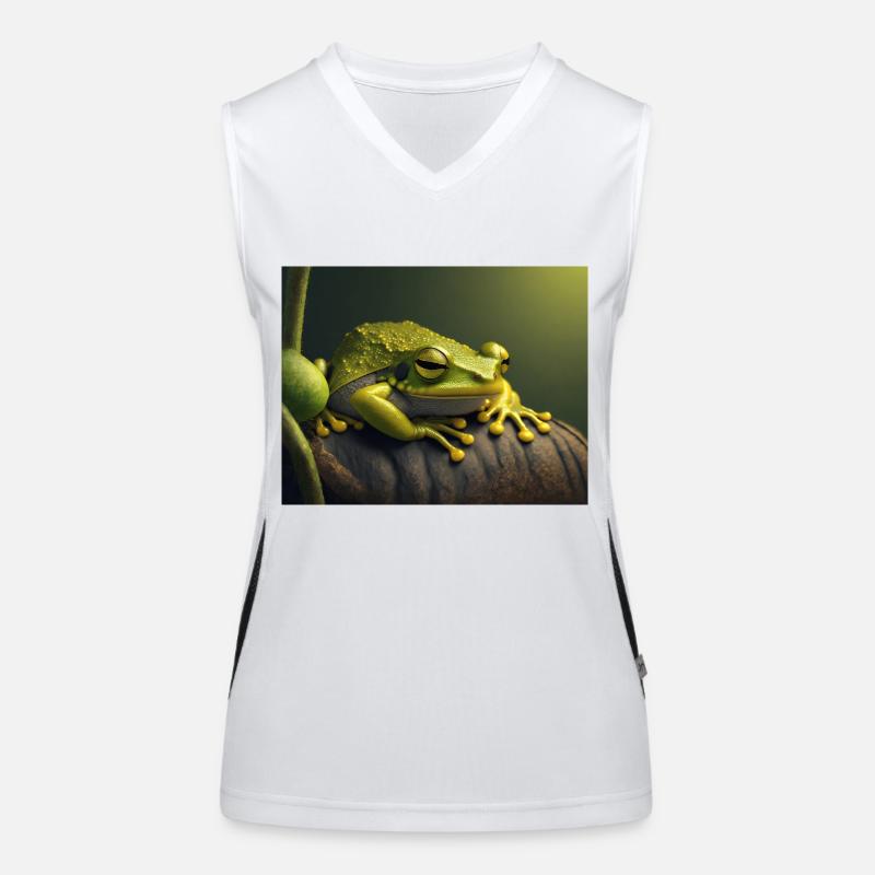 Cute animals doing hibernation – frog Women's Functional Contrast Tank Top