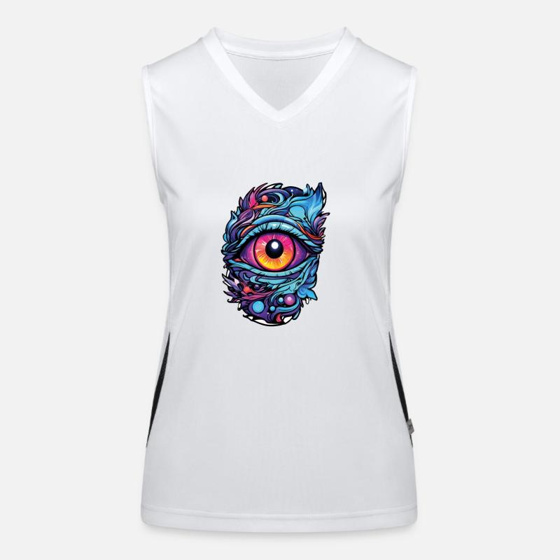 Colour explosion in view: Mystical eye artwork Women's Functional Contrast Tank Top