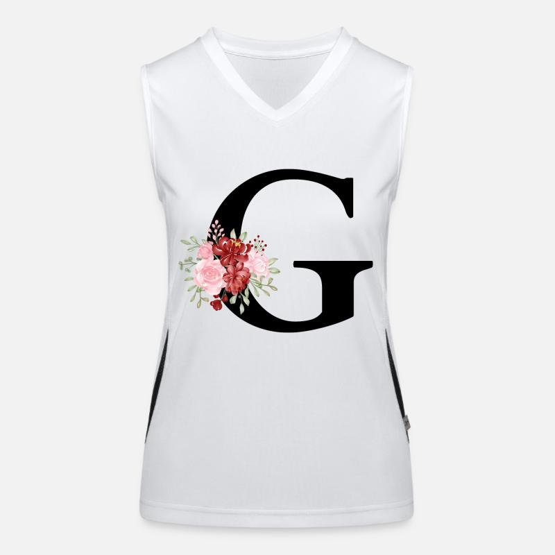 Roter Blumenbuchstabe G Funktionelles Kontrast-Tank Top für Frauen