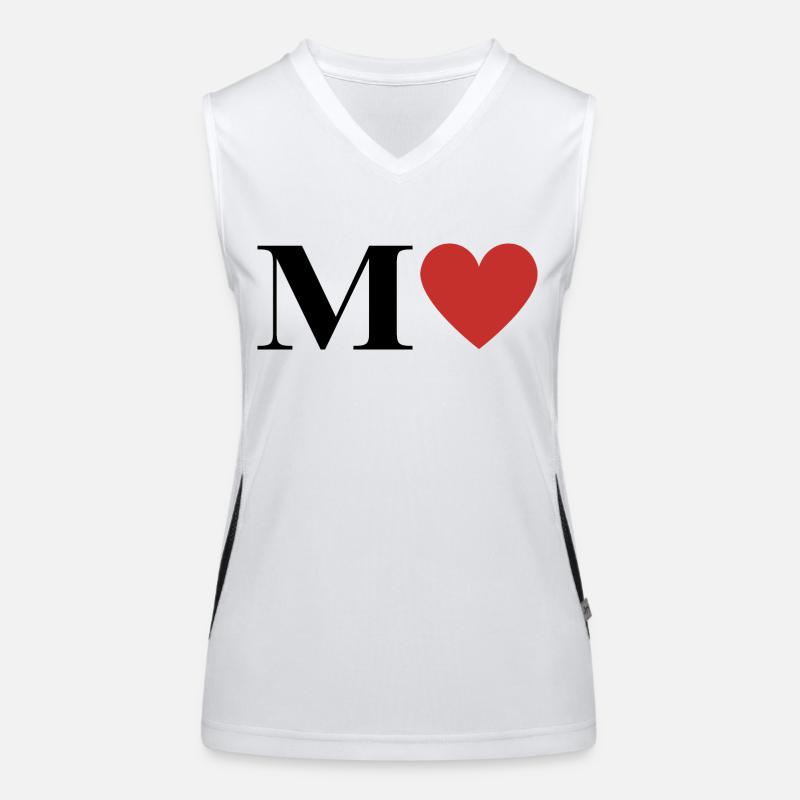 Letter m red heart Women's Functional Contrast Tank Top