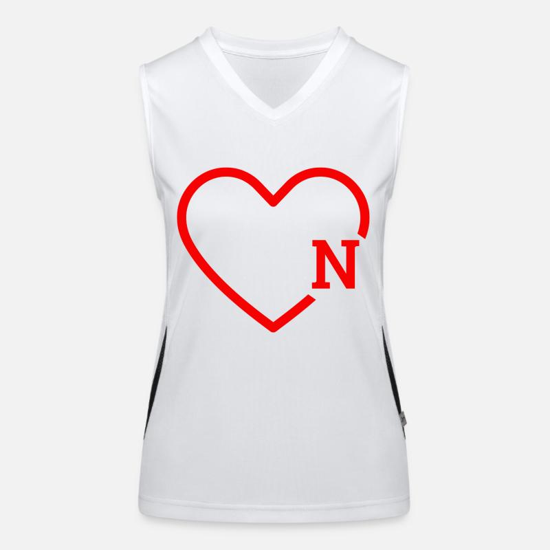 Buchstabe N Rotes Herz Funktionelles Kontrast-Tank Top für Frauen