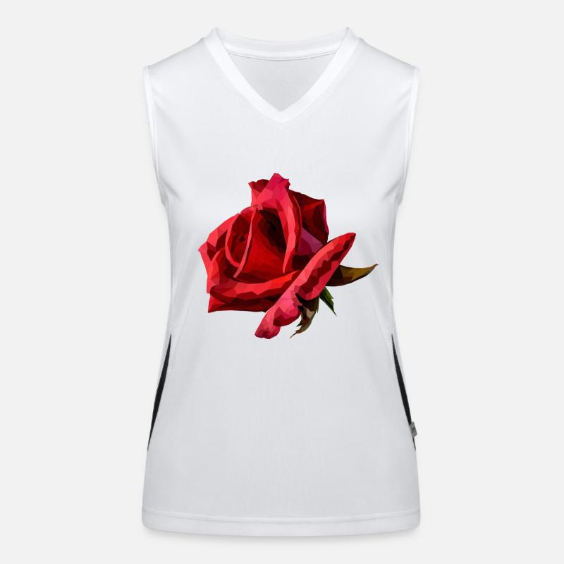 Red Rose Polyart Women's Functional Contrast Tank Top