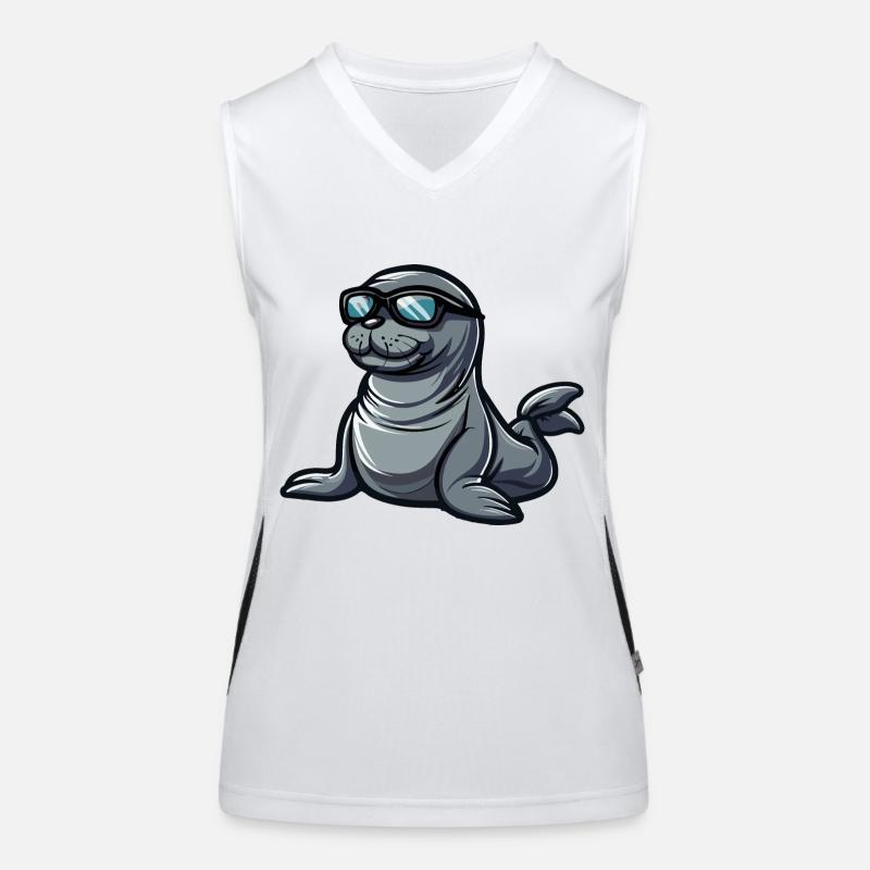 Robbe Tier Comic Cool Funktionelles Kontrast-Tank Top für Frauen