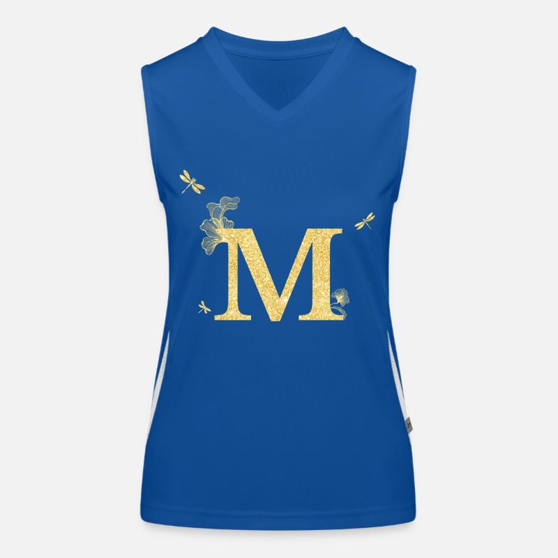 Buchstabe m Glitzer goldene Libelle - Geschenkidee Funktionelles Kontrast-Tank Top für Frauen