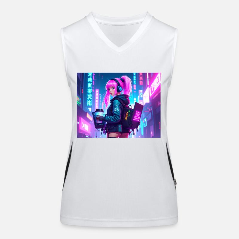 Cyber DJ Coder – Beats, Bytes & Blinks Funktionelles Kontrast-Tank Top für Frauen