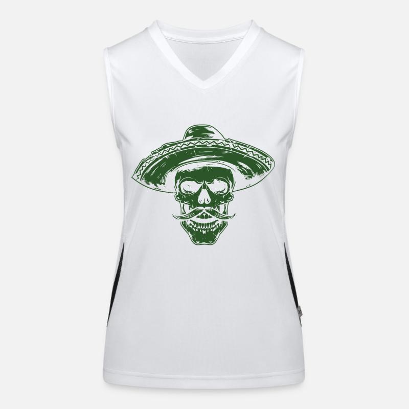Skeleton Skull Sombrero Mexican Women's Functional Contrast Tank Top